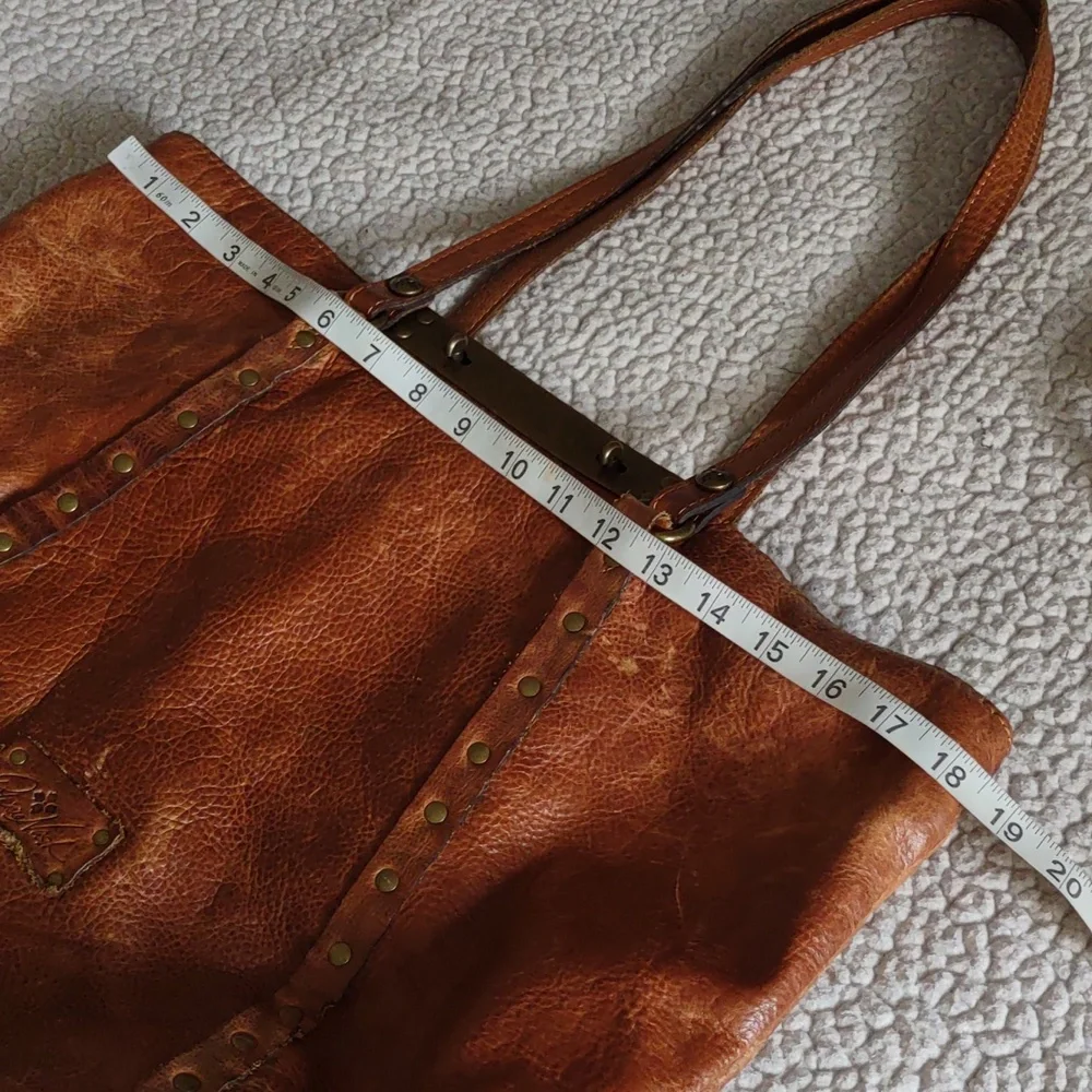 Patricia Nash Tan Italian Leather Benvenuto Studded Tote Bag *FLAWED*